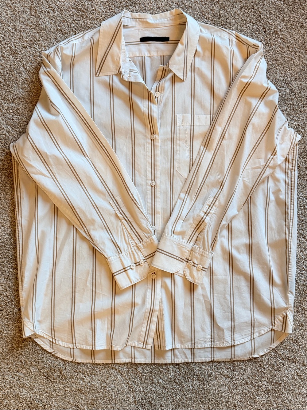 Women’s “The Boyfriend” Cotton Cream Stripe Button-Up Shirt